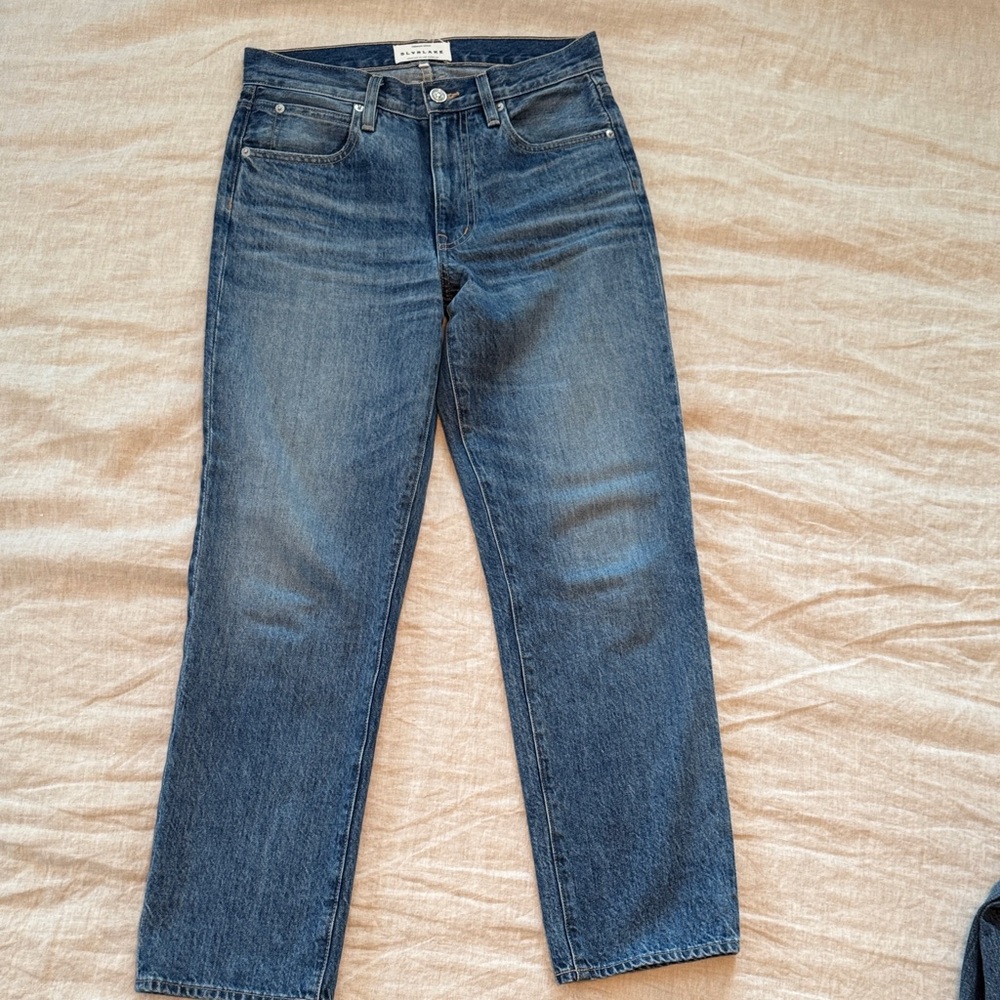 SLVRLAKE Sophie Dark Blue Straight Jeans, 27